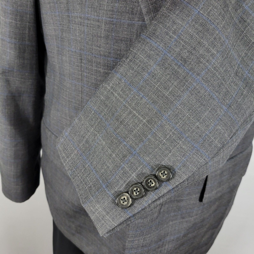 Greg Norman Tasso Elba Men's Sport Coat Blazer Two Button Gray Plaid Wool 44R - Picture 9 of 14